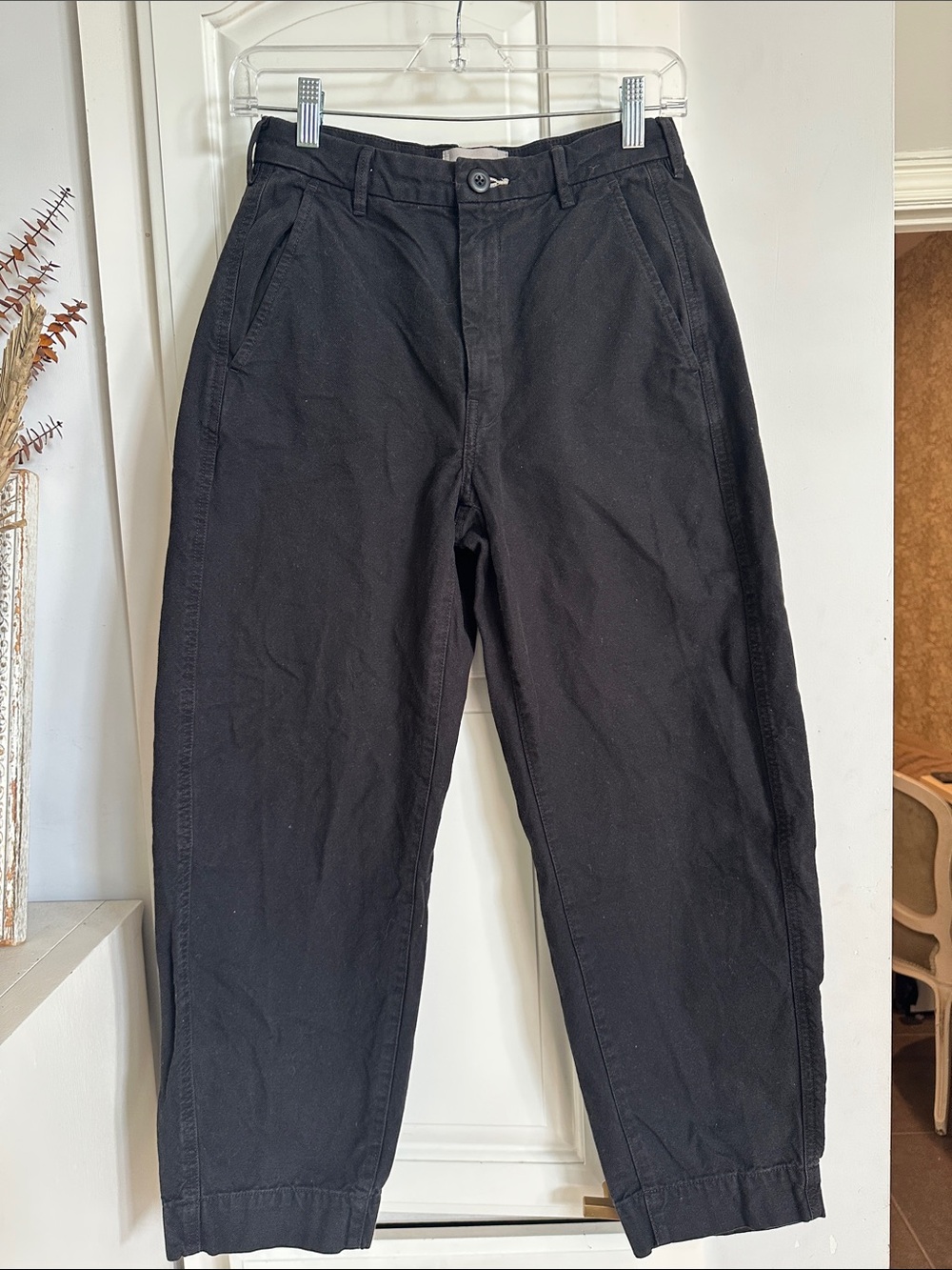 Everlane Curved Canvas Pant Sz 2 Black Cotton Minimalist Neutral Capsule Classic - Picture 8 of 13
